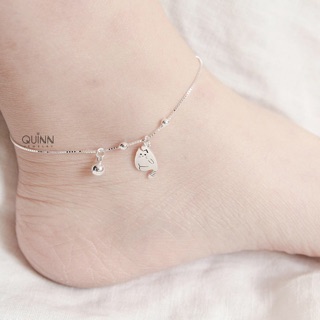 Lắc chân Mèo Béo,  Lắc chân bạc 925 mèo chuông cute Quinn Jewelry