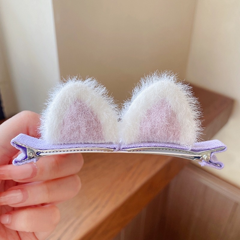 Kẹp tóc hình tai mèo bằng nhung dễ thương xinh xắn dành cho trẻ em