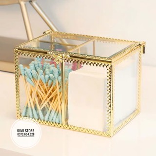 Hộp Đựng Bông Tăm, Bông Tẩy Trang Gold Sang Trọng