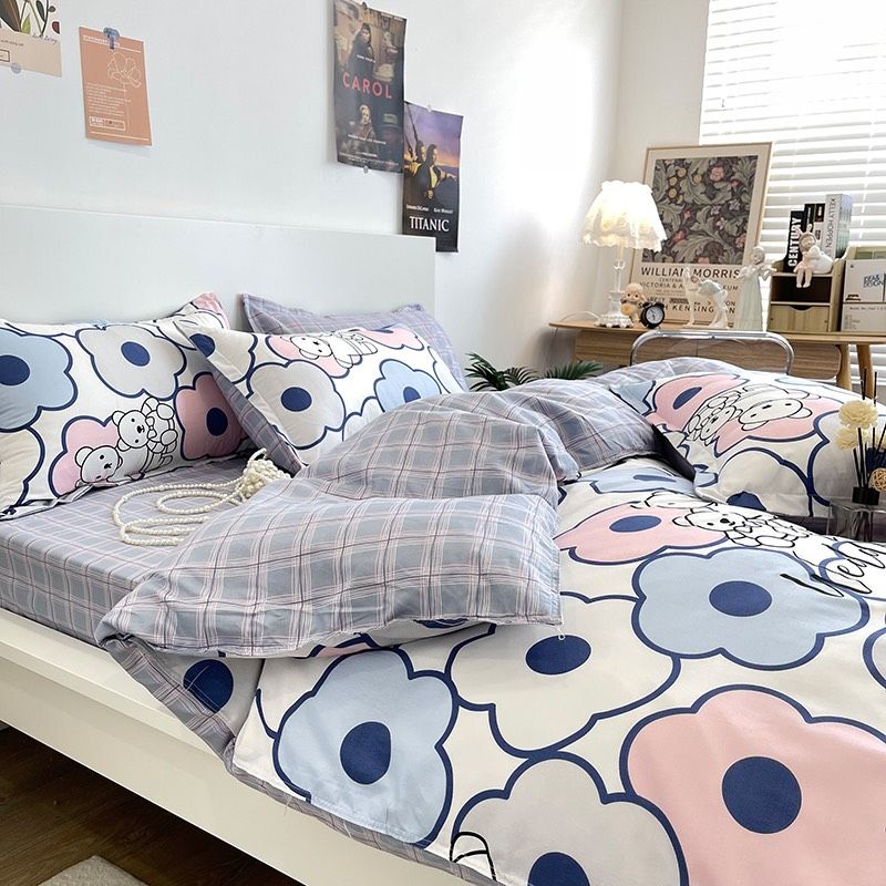 Bộ Chăn Ga Gối Cotton Poly Nhập Khẩu Hoa Cam