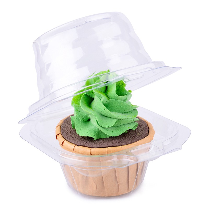 50 Pack Individual Cupcake Containers Disposable with Connected Lid Stackable Single Cupcake Boxes Clear Muffin Holders