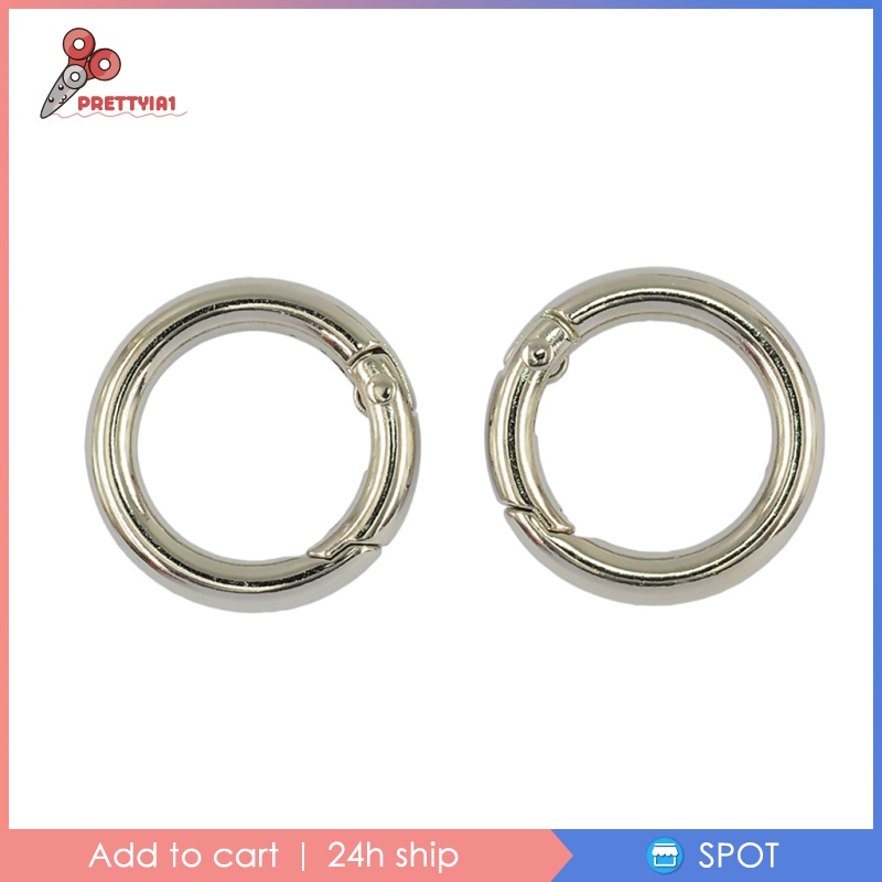 1 [Prettyia] Set 10 Móc Lò Xo Tròn Bằng Hợp Kim Bạc Cho Dây Đeo Túi Xách