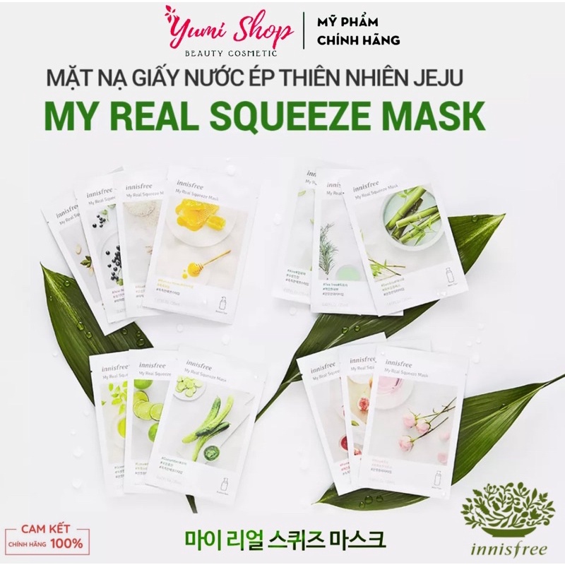 Mặt nạ giấy Innisfree 18 Vị -Mặt nạ giấy Hàn Quốc My Real Squeeze Mask ♥️ được chọn vị