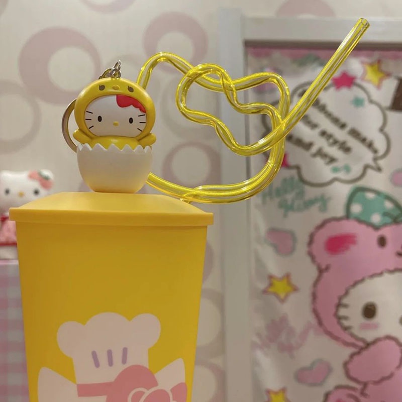 Ống Hút Nhựa PVC Dùng 1 Lần Hình Hello Kitty Dễ Thương