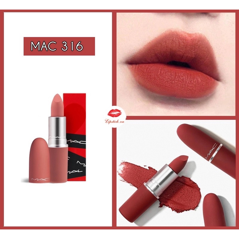 Son Mac Powder Kiss Lipstick, Mac Rettro Matte Chính Hãng Full Size 3g