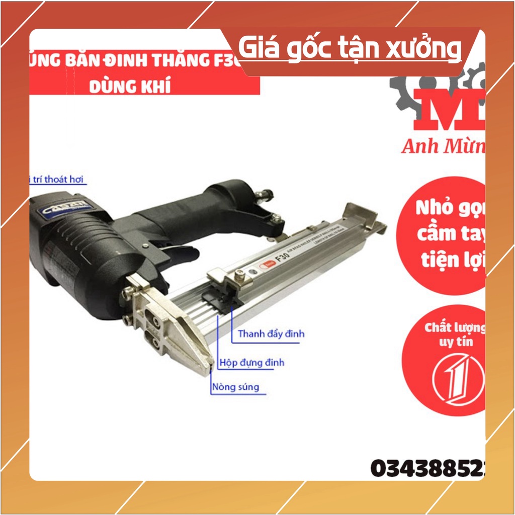 Súng bắn đinh thẳng F30 dùng khí – súng bắn đinh F30, thiết kế nhỏ gọn, tính năng đa dạng