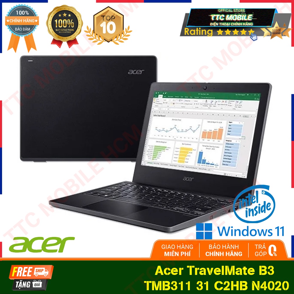 Máy Tính Xách Tay | Laptop Acer TravelMate B3 TMB311 31 C2HB N4020/4GB/256GB/Win11(NX.VNFSV.006) | BigBuy360 - bigbuy360.vn