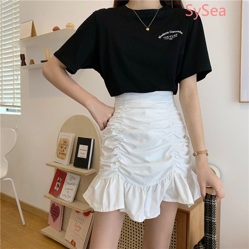 Women Fashion Pleated Skirt Summer Student Casual Fishtail Skirt