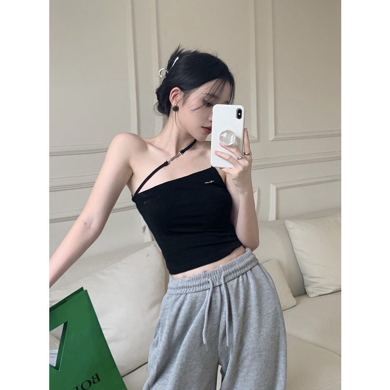 Áo QADCOL dáng ngắn lưng cao màu trơn ngọt ngào cho nữ