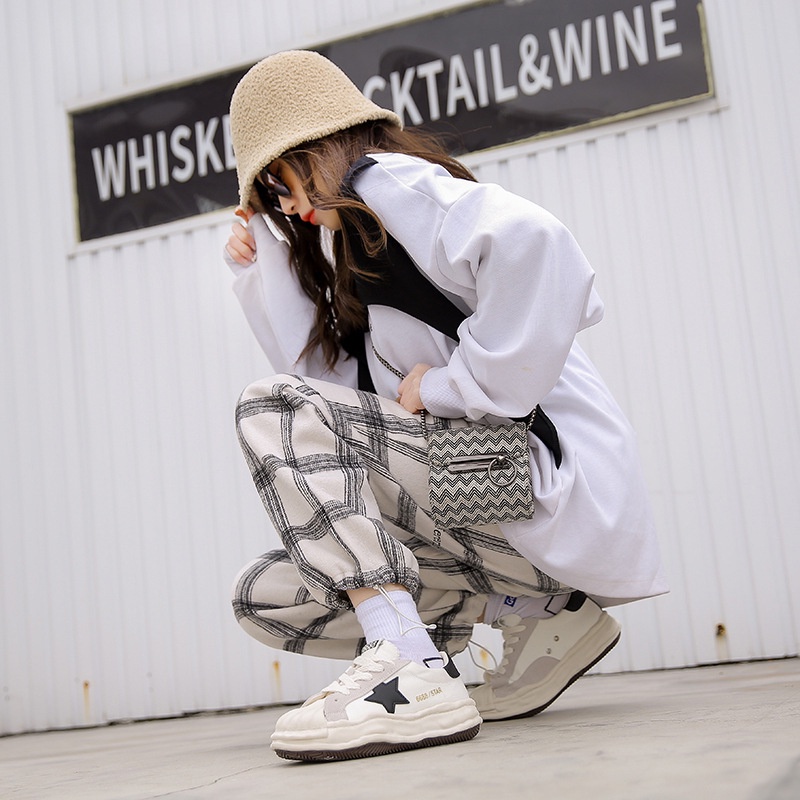 Qiaoyiluo Giày Thể Thao Đế Dày Tăng Chiều Cao Màu Trắng Nhỏ