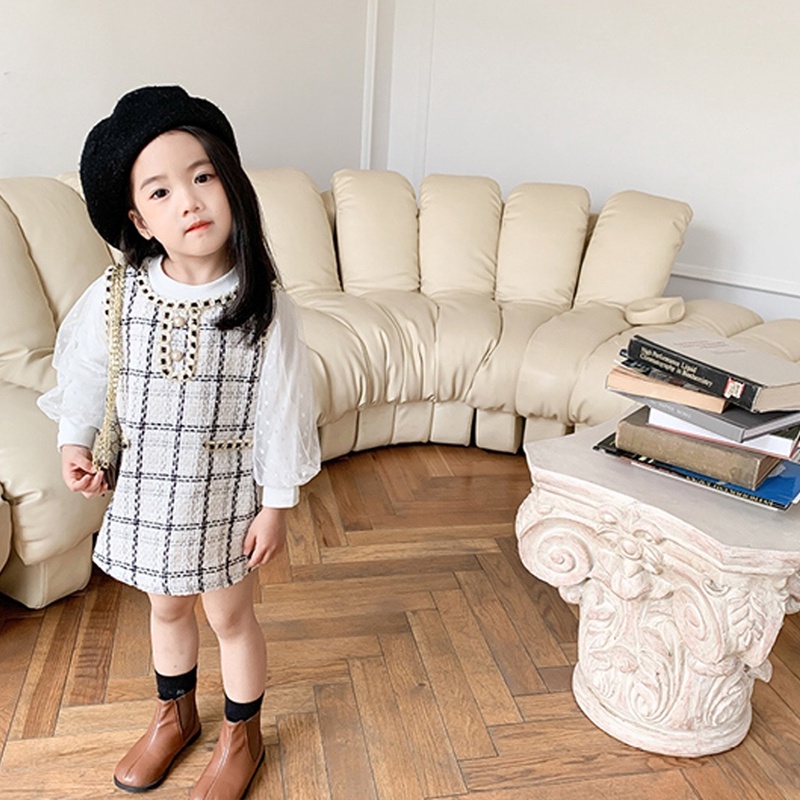 Áo Sơ Mi Kẻ Ô Ngọc Trai Thời Trang Cho Bé Gái Akkku