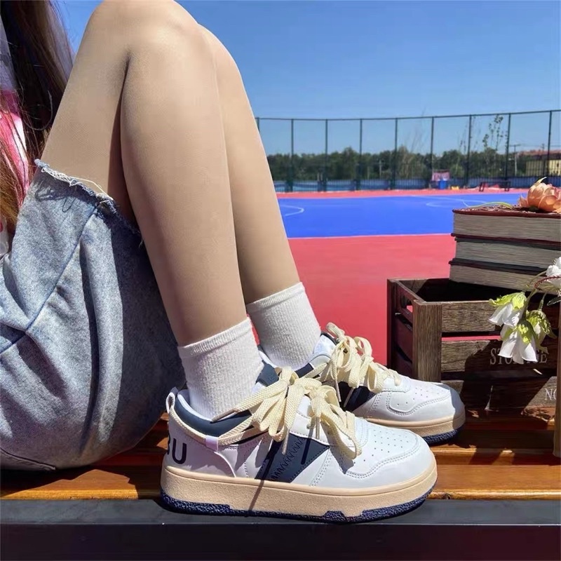 Giày thể thao nữ chất da mềm phối màu trẻ trung, Giày nữ đế bằng phong cách retro ulzzang đẹp cá tính thời trang | BigBuy360 - bigbuy360.vn