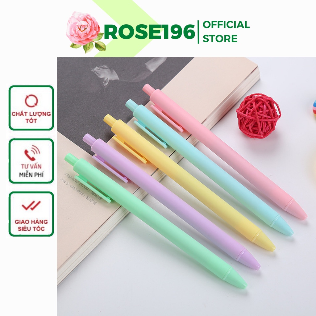 Bút bi bấm nhiều màu macaron dễ thương 0.5mm mực đen ROSESHOP (C29)