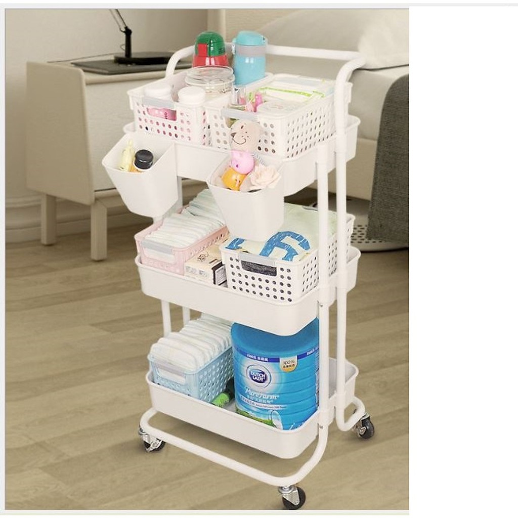 CHÍNH HÃNG 7KG-Kệ Để Đồ 3 Tầng IKEA Đựng Bỉm Sữa-Đựng Đồ Đa Năng-Có Bánh Xe