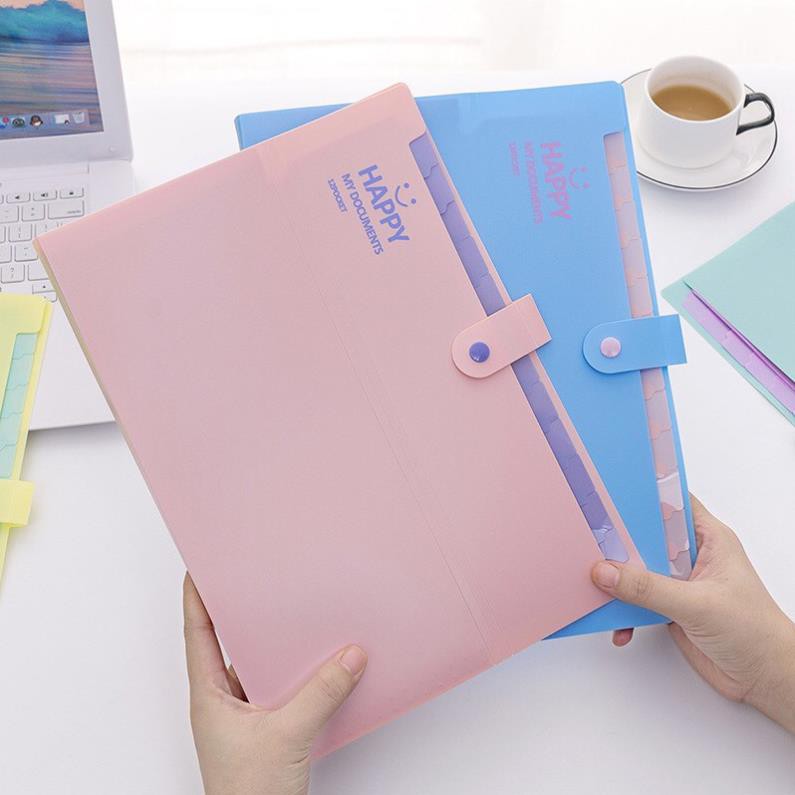 Cặp file đựng tài liệu A4 5 ngăn, 12 ngăn HAPPY