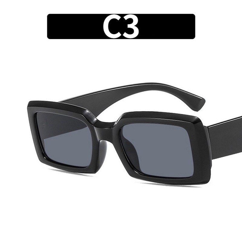 (KIQI-FASHION) COD Kính Mát Hình Chữ Nhật Chống Tia Uv400 Phong Cách Hip Hop Thời Trang Cho Nữ