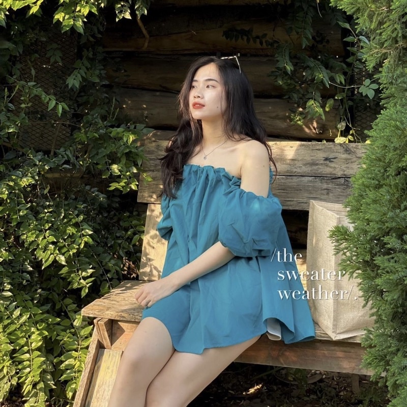 Áo trễ vai tay bồng, áo kiểu đi biển, du lịch cực xinh