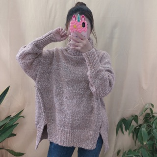 Áo len cổ lọ 2hand hồng pastel