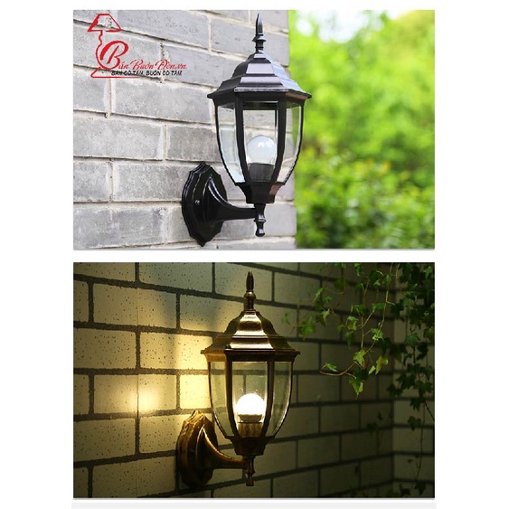 Đèn Gắn Tường Ngoài Trời ĐÈN TRANG TRÍ  Thân Đèn Hợp Kim Phủ Sơn Đen & Vàng Và Trang Bị Đui E27  DTHCA2