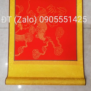 Bộ 4 TẤM biểu lụa  đỏ thư pháp /Giấy viết thư pháp liễn bồi lụa