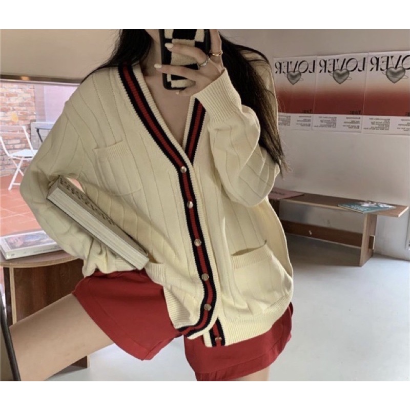 (ODER) Áo cardigan màu be phong cách thu đông xinh xắn cho nữ