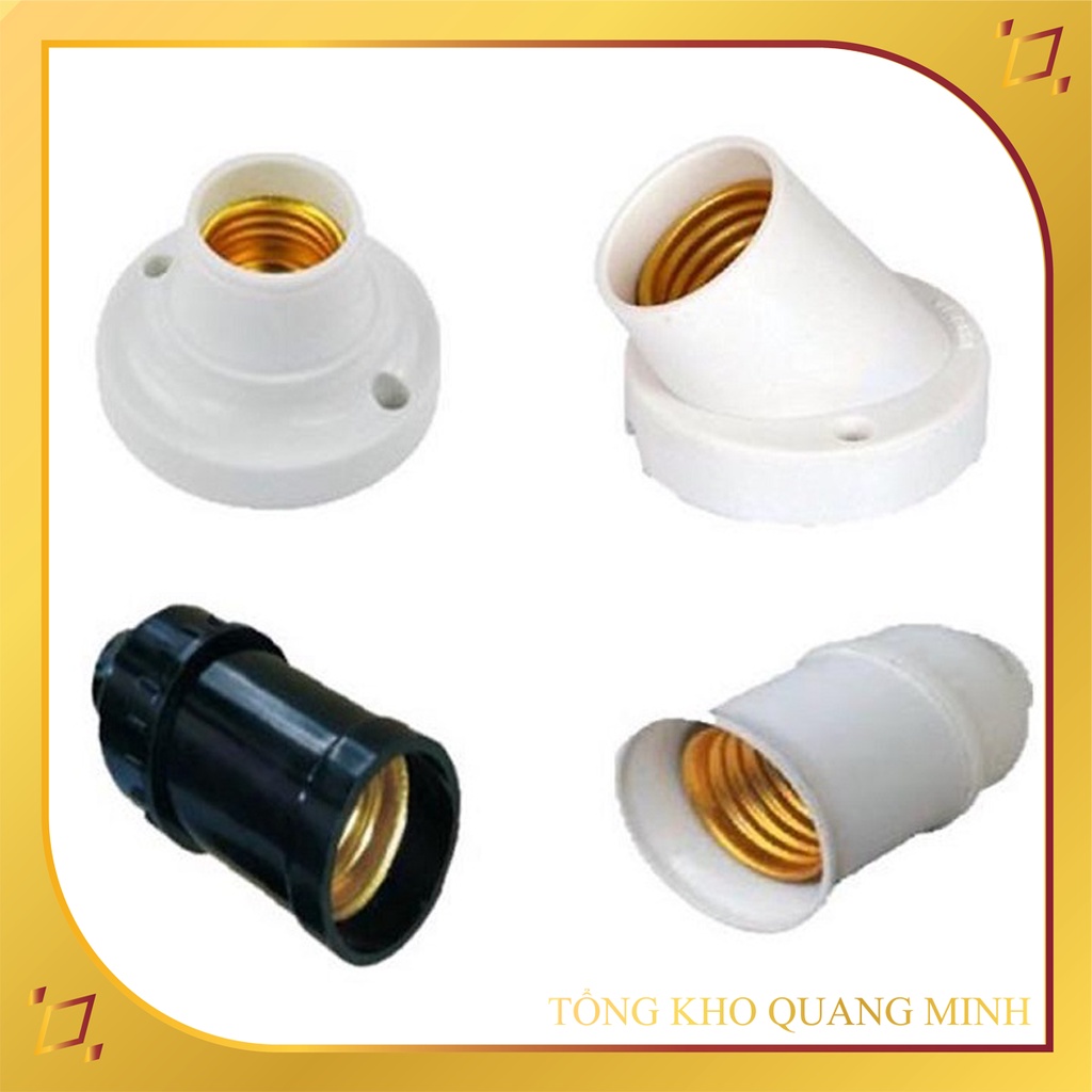 Đui đèn xoay E27, đui treo. đui gắn tường chếch 45 độ, 90 độ Đen, Trắng