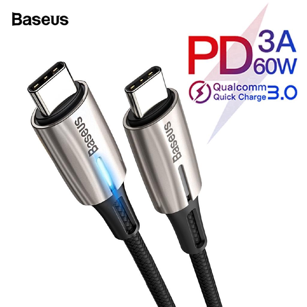 Dây cáp sạc nhanh Type C Baseus 60W cho điện thoại Samsung Galaxy S9 Xiaomi 9 Huawei Mate 20 Pro OnePlus