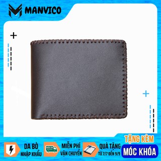 Ví da nam, ví da bò cao cấp, may thủ công đựng thẻ xe và các loại giấy tờ khác, bảo hành 24 tháng, màu nâu, NXN01 Tada79