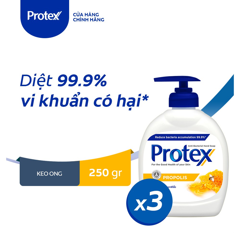 Combo 3 Nước rửa tay diệt khuẩn Protex Propolis keo ong 250ml/chai