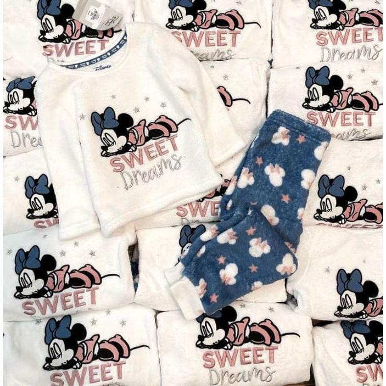 Bộ nỉ băng lông Primark Mickey xanh dư xịn cho bé gái 6m-3y