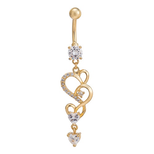 Khuyên rốn dáng dài tạo hình trái tim đính đá thời trang