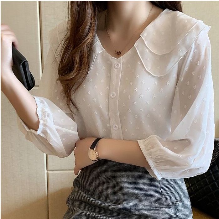 Áo Chiffon Tay Lửng Dáng Rộng Cho Nữ 2021