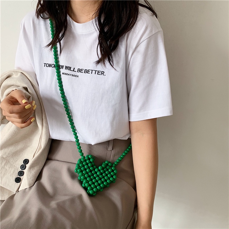 Túi Xách Mini Phối Dây Xích Kiểu Trái Tim Xinh Xắn Dành Cho Nữ