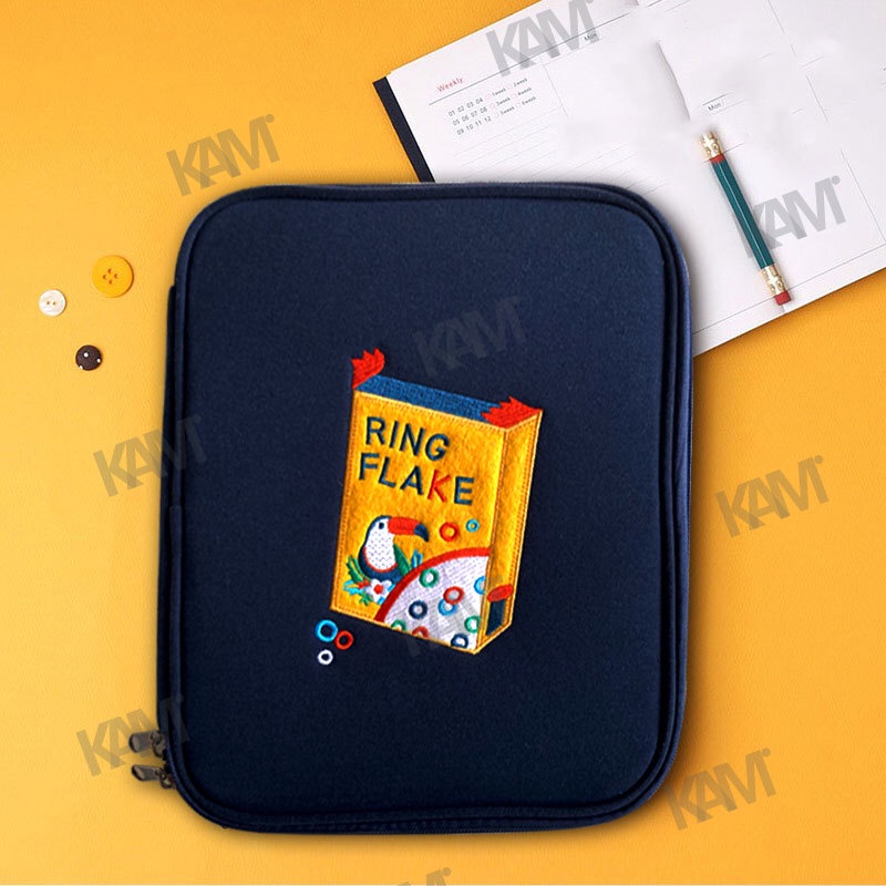 Túi Đựng Máy Tính Bảng A4 9.7 / 10.2 / 12.9 Inch Chống Sốc Thêu Họa Tiết Phong Cách Hàn Quốc