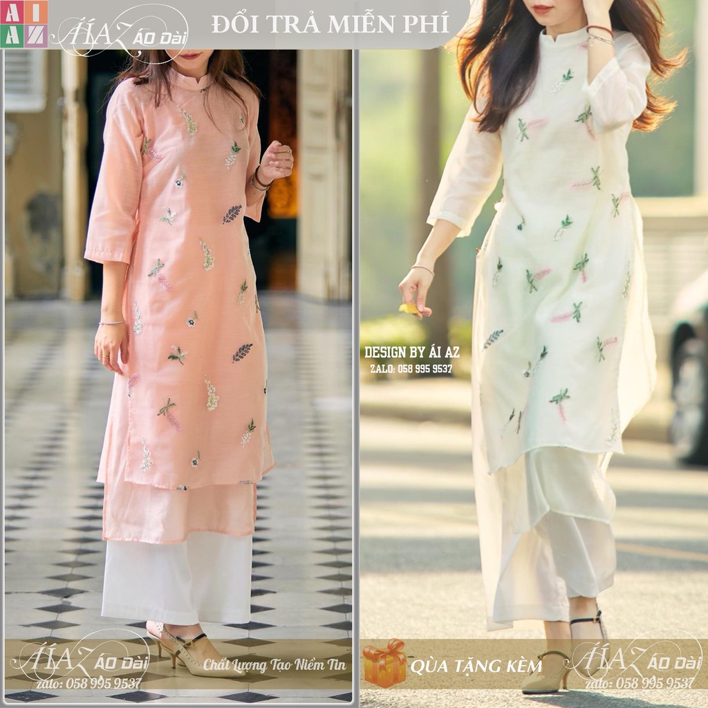 BigSize Áo Dài Cách Tân Nữ Tay Lỡ Thêu Hoa Thủ Công RC03