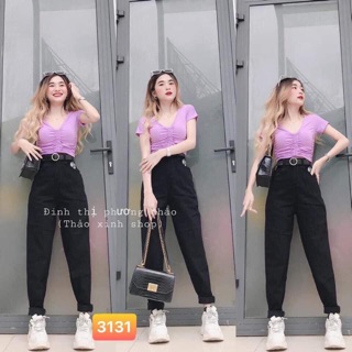 QUẦN BÒ BAGGY ĐEN HOA CÚC SIÊU HÓT
