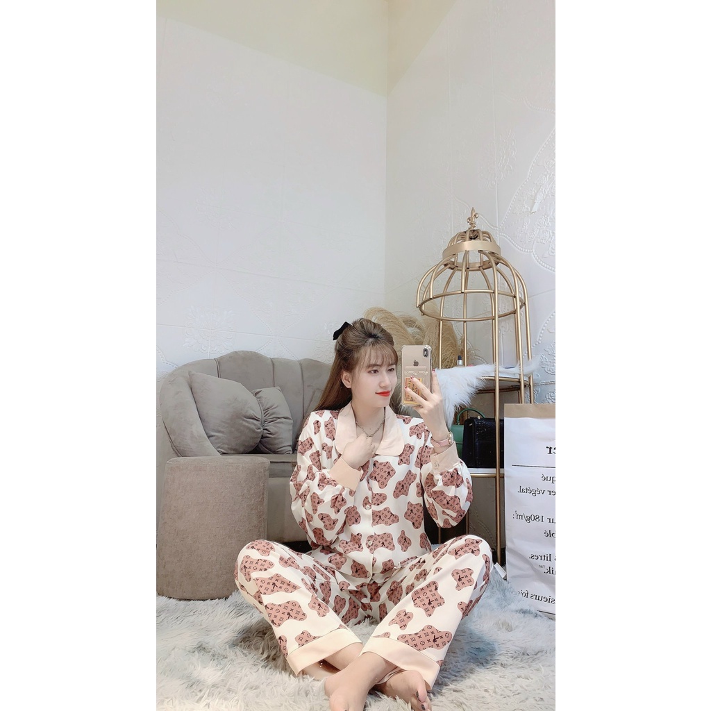 Bộ Ngủ, Bộ pijama HÀNG CHUẨN tay dài quần dài Lụa Mango mềm mịn , thoáng mát