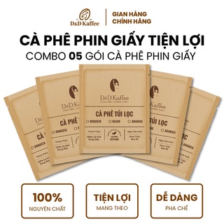 Cà Phê Phin Giấy Nguyên Chất Rang Mộc D&D Kaffee -  [Combo 5 túi và 10 túi] Tiện lợi đi du lịch - 12gr/Túi