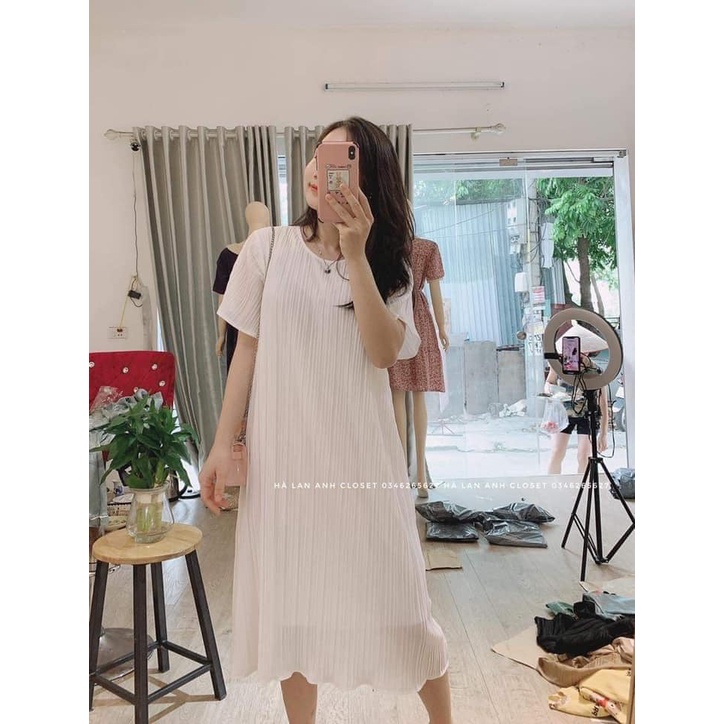 váy dập ly cao cấp dáng suông Chất chifon hai lớp Mềm, Thấm Mồ Hôi Tốt,size đến 80Kg