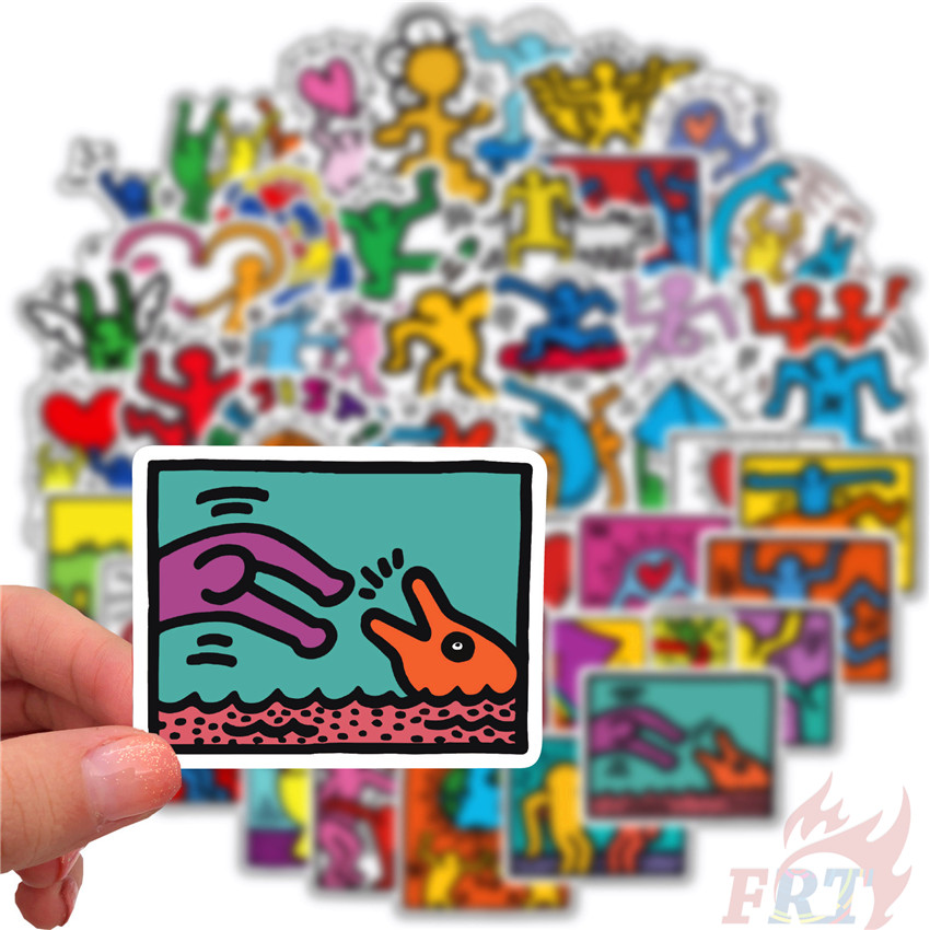 Set 50 nhãn dán trang trí họa tiết Keith Haring Series 02 độc đáo