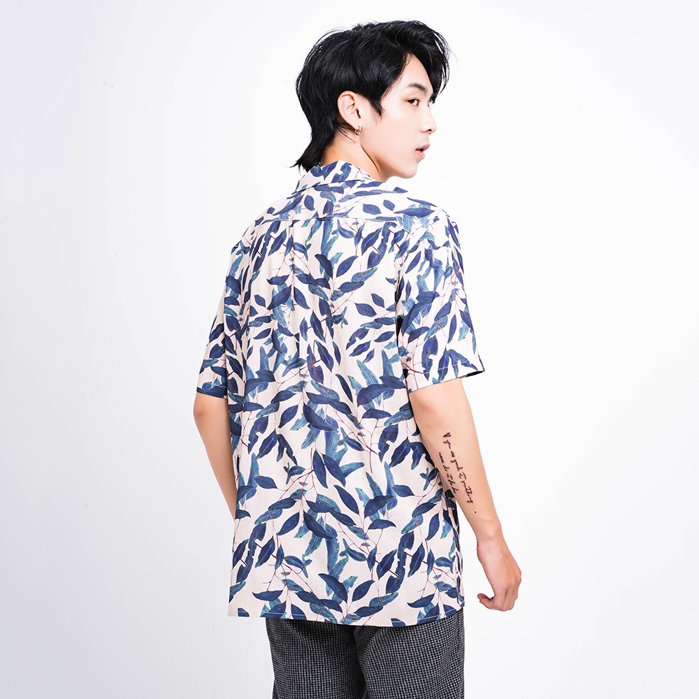 Áo sơ mi nam họa tiết LÁ BẠCH ĐÀN, chất liệu vải lanh lụa thoáng mát, không nhăn, phom Regular -  ADORIS BĐ062 | BigBuy360 - bigbuy360.vn
