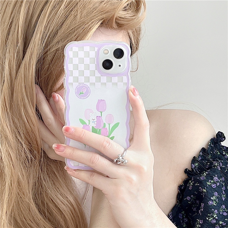 Ốp lưng iphone Ốp Điện Thoại Họa Tiết Hoa Tím Cho iphone13Promax 12 xs / xr / 6Plus-14 Dinuo case