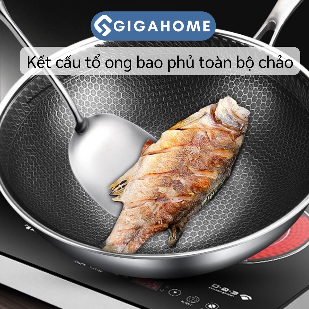 Chảo Chống Dính Vân Tổ Ong Sâu Lòng 32Cm Inox 304 GIGAHOME 10459