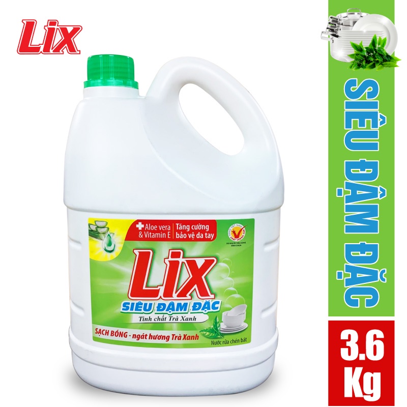  Nước Rửa Chén LIX 3.6Kg Siêu Đậm Đặc Trà Xanh - NT360