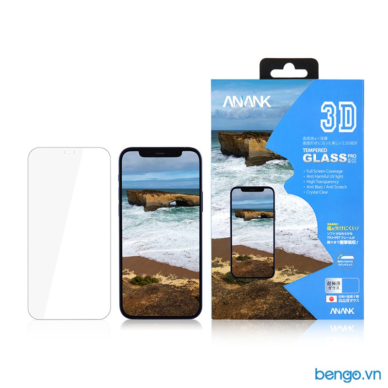 Dán cường lực dành cho iPhone 14 series/12/12 Pro/12 Mini/12 Pro Max/13/13 Pro/13 Mini/13 Pro Max ANANK 3D Full Clear
