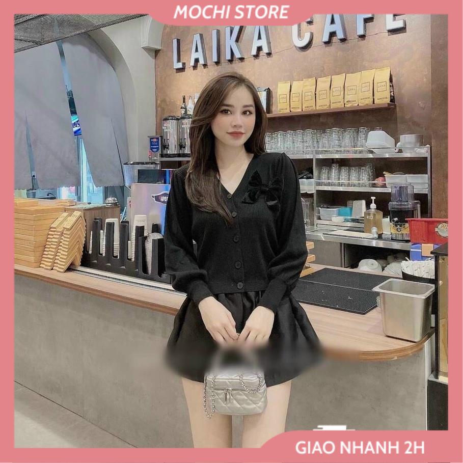 Áo Khoát Len Cardigan, Áo Len Nữ Tay Bồng Đính Nơ Ngực Chất Len Mềm Mịn Full Màu Hàng Quảng Châu Loại 1. | BigBuy360 - bigbuy360.vn