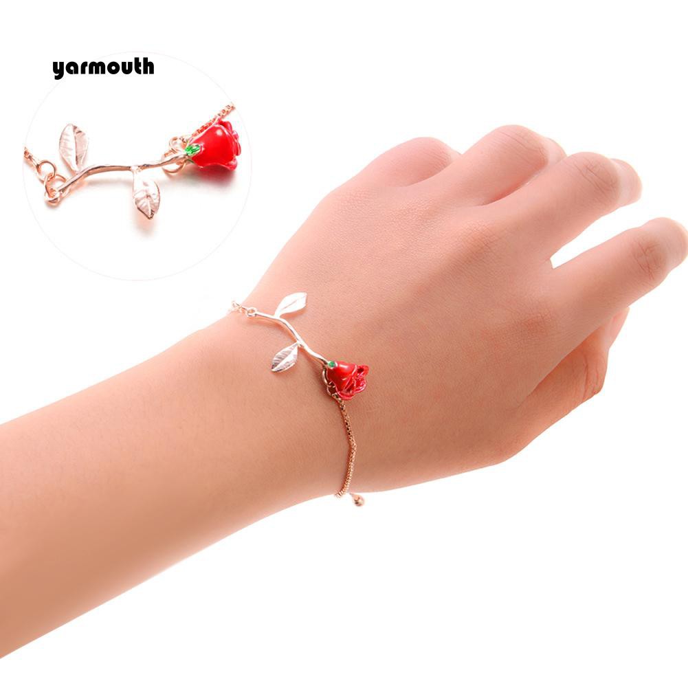 Vòng Tay Mặt Hoa Hồng Đính Đá Nhân Tạo Thời Trang