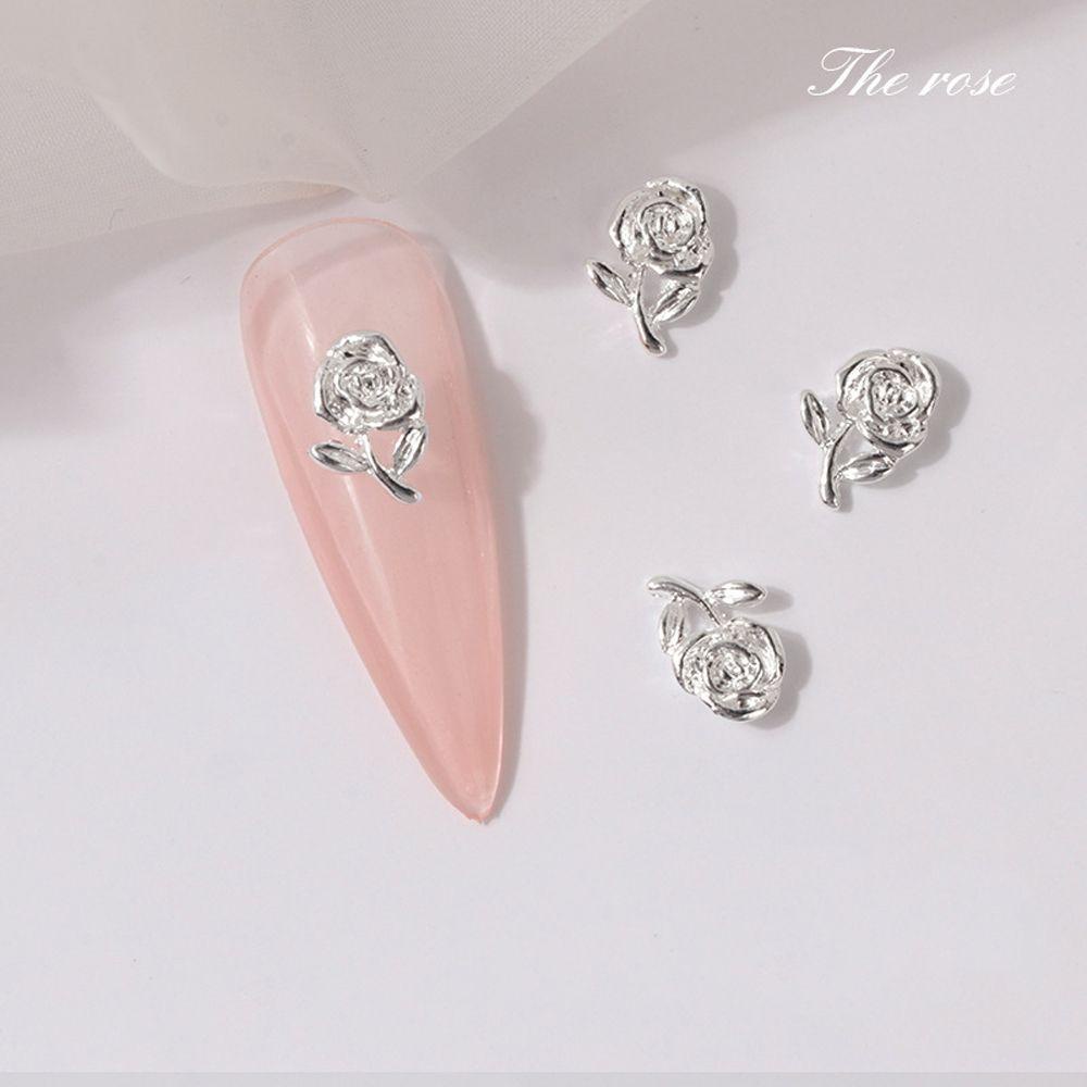 Hạt Cườm Kim Loại Hình Hoa Trang Trí Móng Tay|Màu Sắc Phụ Kiện Trang Trí Móng Tay 3D Hình Hoa Xinh Xắn