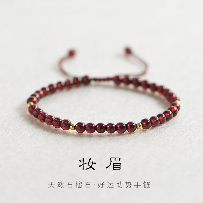 Vòng Tay Chuỗi Hạt Đá Garnet Tự Nhiên Thời Trang Cho Nữ
