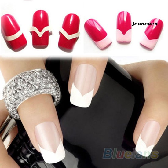 Set 48 miếng dán hỗ trợ trang trí móng kiểu Pháp 18 mẫu lựa chọn